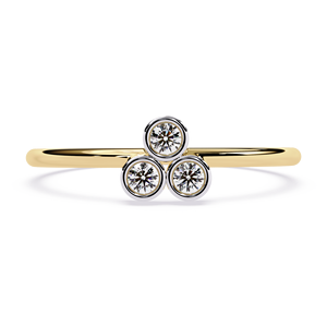 Anillo de diamantes naturales con engaste de tres piedras en bisel, oro de 18k, engaste en bisel con joyería apilable para anillos de compromiso, certificado IGI - Product Image 1