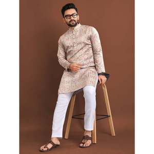 FANCY JACQUARD SEDA IMPRESIÓN DIGITAL TRABAJO KURTA CON PAYJAMA MULTI - Product Image 1