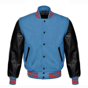 Veste en cuir personnalisée avec logo color-block pour hommes, manches en cuir, appliqué brodé, patchwork, style Letterman – Vente en gros - Product Image 1
