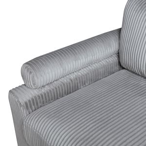 Poltrona Angolare da Soggiorno con Gambe in Legno Massello, Rivestimento in Velluto a Coste Grigio, Cuscino Morbido e Comoda Seduta Angolare - Product Image 5