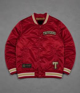 Trending Custom Red Satin Varsity <b>Jacket</b> <b>Men</b> Embroidered Bomber <b>Jacket</b> Premium Baseball <b>Jacket</b> OEM ODM Manufacturer 2026 - Product Image 1
