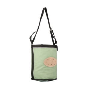 Green <b>Canvas</b> Horse Feeding Bag Durable Nose Feed Bag Adjustable Strap Oval Leather Patch Portable Horse Feed Bag - Product Image 2