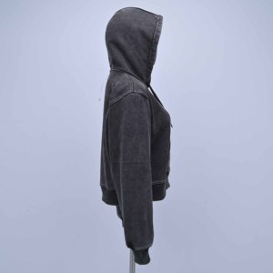High Quality 100% Cotton Fashion Style Plain Casual Winter Cropped Hoodies Women's Sweatshirts Long Sleeve Breathable Cropped - Product Image 5