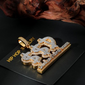 Colgante con Símbolo de Dólar Personalizado, Colgante con Letra de Nombre en Moissanita VVS, Colgante Chapado en Oro sobre Plata 925, Colgante Estilo Rapper Bling para Hombre - Product Image 2