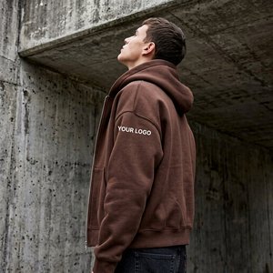 Vente en gros de sweats à capuche surdimensionnés pour hommes, en tissu French Terry 500GSM, à double fermeture éclair, imprimés numériquement, style streetwear boxy - Product Image 4