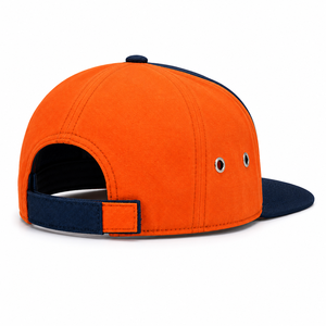 Gorra de Béisbol de Lona Unisex con Logotipo Personalizado, 5 Paneles, Cierre a Presión, Color Naranja y Azul Marino en Contraste, Estilo Urbano, Ajuste Ajustable - Product Image 2