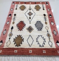 Tapis marocain Beni Ourain fait main, géométrique, 100% laine, noué à la main, lavable, rose, rectangulaire, pour chambre et salon