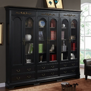 Librería de Madera Maciza de Lujo |   Vitrina de Exhibición para Biblioteca de Hotel |   Diseño Neoclásico Tallado |   Fabricante de Muebles para Proyectos OEM - Product Image 4