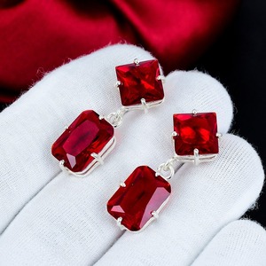 Beautiful <b>Red</b> Garnet <b>Earring</b>, 925 Sterling Silver <b>Earring</b>, Handmade <b>Earring</b>, Antique <b>Earring</b>, <b>Red</b> Garnet Gemstone, Gifts For har - Product Image 4
