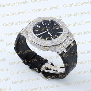 Probador de diamantes de alta calidad, fecha automática, esfera negra D VVS, Diamante de moissanita helado, correa de goma negra, reloj de Hip Hop para hombres - Product Image 3