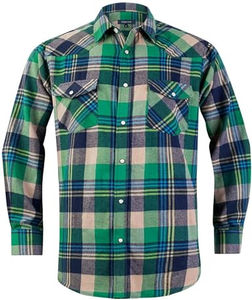 Camisa de Franela a Cuadros de Algodón Suave para Hombre, Manga Larga, Corte Regular, Cuello Abotonado, Informal, Tejido Cálido y Cómodo para un Look Impresionante - Product Image 1