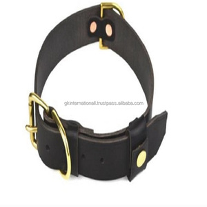 Collar de perro de cuero real negro de doble capa resistente, diseño personalizado, accesorios para perros hechos a mano con accesorios de latón ajustables - Product Image 5