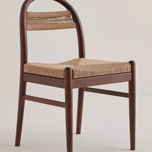 Silla de Comedor de Teca con Respaldo Mediano, Minimalista, Hecha a Mano, Muebles de Lujo para el Hogar - Product Image 1