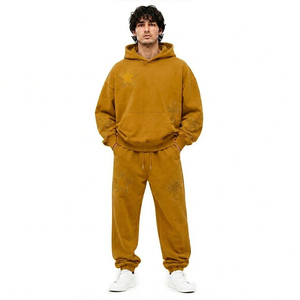 Ensemble de survêtement en molleton épais pour homme, veste à capuche entièrement zippée, logo personnalisé, service OEM, faible MOQ - Product Image 2