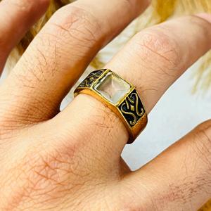 <b>Moonstone</b> Signet <b>Ring</b> Geometric Tribal Punk Biker <b>Ring</b> Wholesale <b>Ring</b> For Men's - Product Image 2
