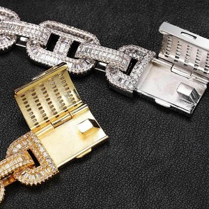 Bracelet gourmette cubaine en argent 925 et moissanite de qualité supérieure, style hip-hop, entièrement pavé de pierres, pour homme, bijou de luxe streetwear, accessoire cadeau - Product Image 4