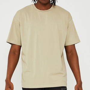 T-shirt à manches courtes, coupe ample, 100% coton, col côtelé, épaules tombantes, logo personnalisé, t-shirts streetwear surdimensionnés pour hommes - Product Image 2