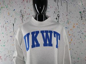 UKWT ASH GREY <b>Mock</b> <b>Neck</b> Sweatshirt 100% Navy Blue Applique Embroidery wide <b>neck</b> Sweatshirt Finer Threads - Product Image 2