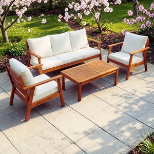 Monaco Solid Wood Eco-Friendly Durable Modular Sofa <b>Set</b> with Modern Design for Living Rooms Villas Hotels Gardens & Coffee Shops - Product Image 5