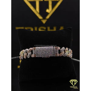 Hip Hop <b>Iced</b> <b>Out</b> Cuban Bracelet Premium Lab Grown Diamond Rose Gold Plated 925 Sterling Silver Statement Jewelry By Trisha - Product Image 3