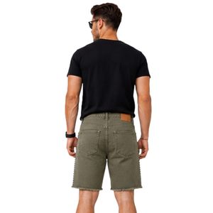 Olive <b>Green</b> <b>Men</b> Denim <b>Shorts</b> Casual Summer Cotton Straight Fit Raw Hem Fashion Streetwear Custom Logo OEM ODM Wholesale Apparel - Product Image 2