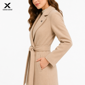 Manteau en laine cintré sur mesure pour femme, fabricant OEM ODM |   Manteau long élégant pour l'hiver, trench-coat de qualité supérieure, veste sur mesure pour femmes - Product Image 4