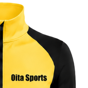 Haut de sport pour femme à col zippé, jaune, manches longues, ajusté, pour entraînement, col montant, avec passe-pouce, vêtement de performance - Product Image 4
