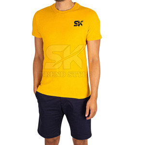Camiseta Amarilla de Manga Corta para Hombre con Logotipo SK Estampado en la Parte Delantera, Cuello Redondo Informal, Corte Regular, Jersey de Algodón Transpirable - Product Image 4