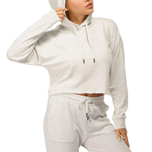 Sudadera con Capucha Extra Grande de Alta Calidad para Mujer 2024, Sudadera de Algodón Lisa, Estilo Urbano, Top Corto - Product Image 3
