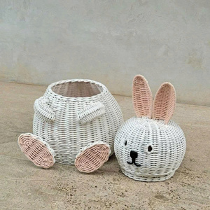 Handwoven Wicker Bunny <b>Basket</b> for Kids <b>Easter</b> Toy Storage Nursery Decor Cute Rabbit Organizer Baby Room Hamper and <b>Gift</b> - Product Image 4