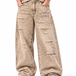 Pantalones Baggy para Hombre, Estilo Casual, Pierna Ancha, Desgastados, Rotos, Estilo Hip Hop, con Estampado de Letras, Corte Holgado, Hechos a Medida - Product Image 1