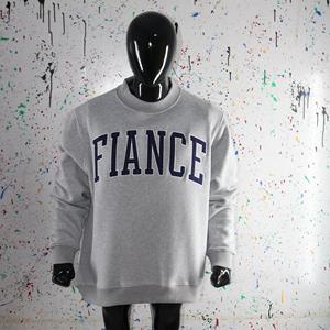 Sweat-shirt à capuche FIANCE HEATHER GREY 100% coton avec broderie appliquée, hiver, uni, teint, vintage, URBAN PRODUCTIONS - Product Image 1