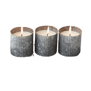 Tarro de vela votivo de metal de estaño galvanizado con hierro para bodas - Product Image 1