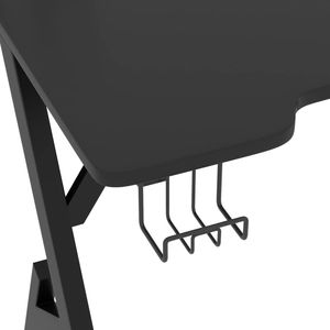 Escritorio ergonómico mediano para juegos con madera de ingeniería negra y estructura de hierro - Product Image 6