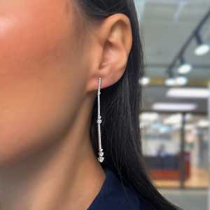 Pendientes de Diamante Cultivado Redondo con Cierre a Presión, Diseño de Barra Colgante, Joyería de Lujo Solitaria, Oro Sólido de 14K y 18K, Fabricación Artesanal - Product Image 4