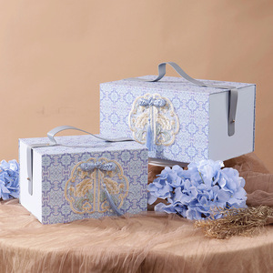 Custom Logo Elegant Ivory Rectangle Rigid Gift <b>Box</b> Embossed <b>Floral</b> Design with Handle for Craft Gift Packaging - Product Image 4