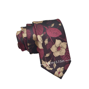 Corbatas de Seda Rojas de Lujo para Hombre, con Diseño Floral Jacquard de Puntos, 8cm, Accesorios para Camisa y Traje de Uso Diario - Product Image 2