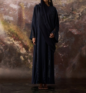 Luxurious Women Kaftan Abaya Dress Handmade Turkish Floor Length Long Sleeve Soft Breathable Polyester Floral Loose Fit - Product Image 1