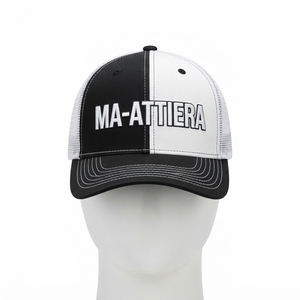 Gorra Trucker Negra y Blanca para Hombre, Malla Trasera, Gorra de Béisbol, Logotipo Personalizado Bordado, Ajustable con Cierre a Presión - Product Image 3