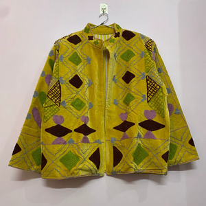 Vintage Handmade Suzani <b>Winter</b> Short Jacket Boho Floral Bomber with Pocket Windproof and Breathable Filled with Cotton - Product Image 1