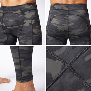 Leggings de yoga imprimés camouflage pour hommes, 100% polyester et élasthanne, collants de sport pour hommes, longueur intégrale, taille élastique - Product Image 6