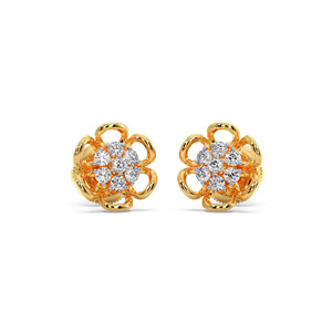 Boucles d'oreilles à clous en diamant avec motif floral doré - Product Image 1