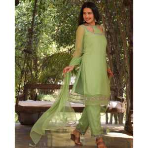 Conjunto de Traje de Gasa Verde Talla XS para Mujer Saryu con Detección de Agujas - Product Image 5