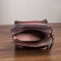 Sac bandoulière mini unisexe en cuir véritable Crazy Horse, design décontracté, sac banane de mode, pochette de voyage 7 pouces