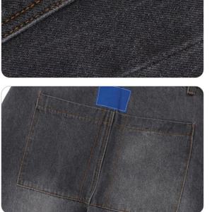 Jean homme délavé à l'acide, double épaisseur aux genoux, coupe décontractée, effet usé, style streetwear, coupe ample, jambe large, écologique, hiver, délavé à la pierre - Product Image 6