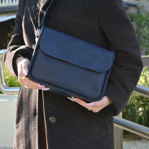 Black Leather Crossbody Shoulder Bag Flap Purse <b>Adjustable</b> <b>Strap</b> for Daily Travel - Product Image 2