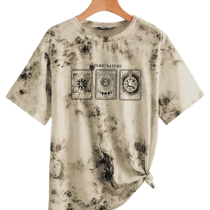 เสื้อยืดผ้าฝ้ายไล่ระดับสีแฟชั่นสไตล์เมืองทรงหลวมเสื้อยืดย้อมสีแบบเวียดนามทำด้วยมือสำหรับฤดูใบไม้ร่วงฤดูหนาว100% - Product Image 3