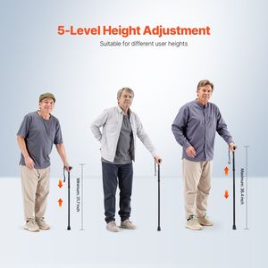 Bastone da Passeggio Pieghevole Leggero per Uomini e Donne, Altezza Regolabile a 5 Livelli, Punta in Gomma Antiscivolo, Bastone Portatile Pieghevole - Product Image 3