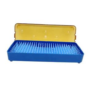 Blue Plastic <b>Needle</b> Holder <b>Case</b> With Yellow Lid Reusable For Laboratory Use - Product Image 1