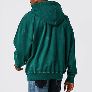 Sweat à capuche surdimensionné personnalisé avec logo, effet vieilli, en mélange de coton, lavage artisanal, OEM ODM, vente en gros - Product Image 2